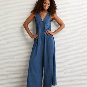 American Eagle Outfitters Denim Blue Jumpsuit